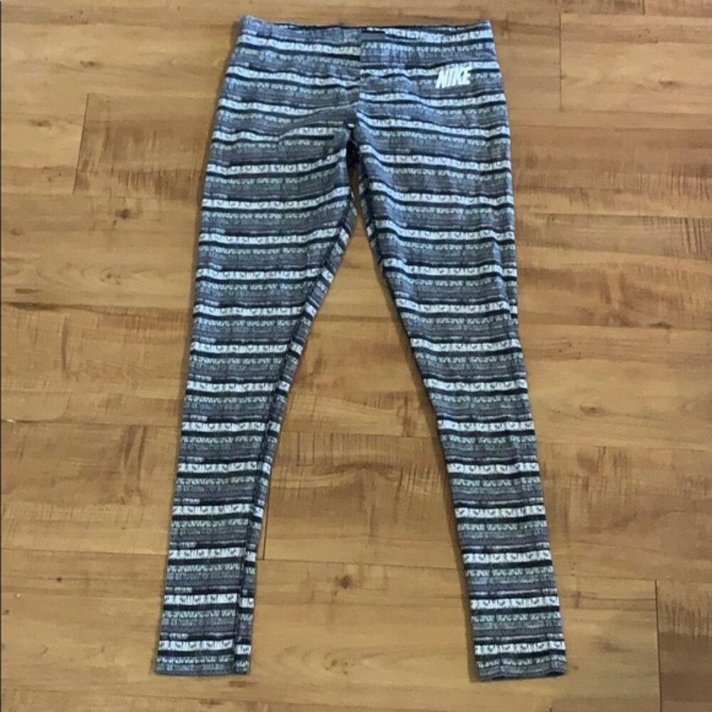Black white NIKE Athletic Leggings LARGE